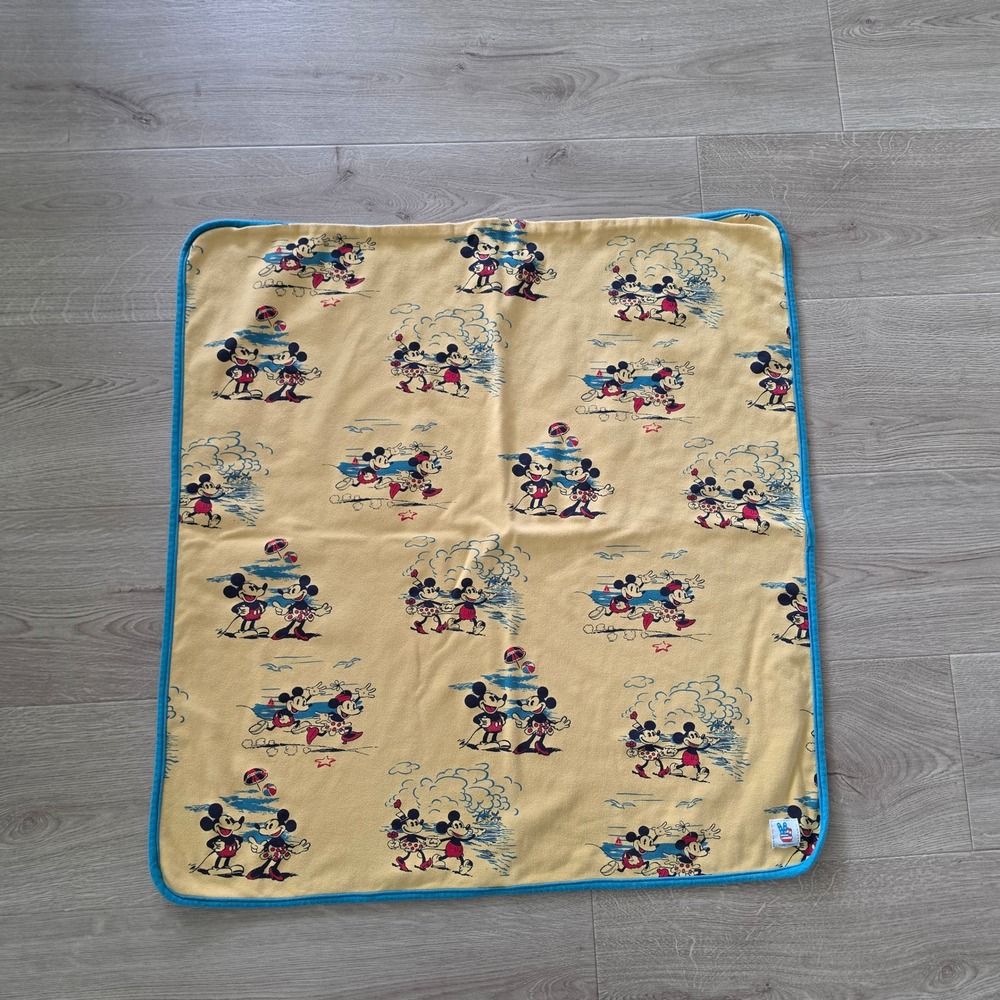 Disney x Junk Food Mickey Minnie Mouse Beach Print Baby Blanket Yellow 30x36"